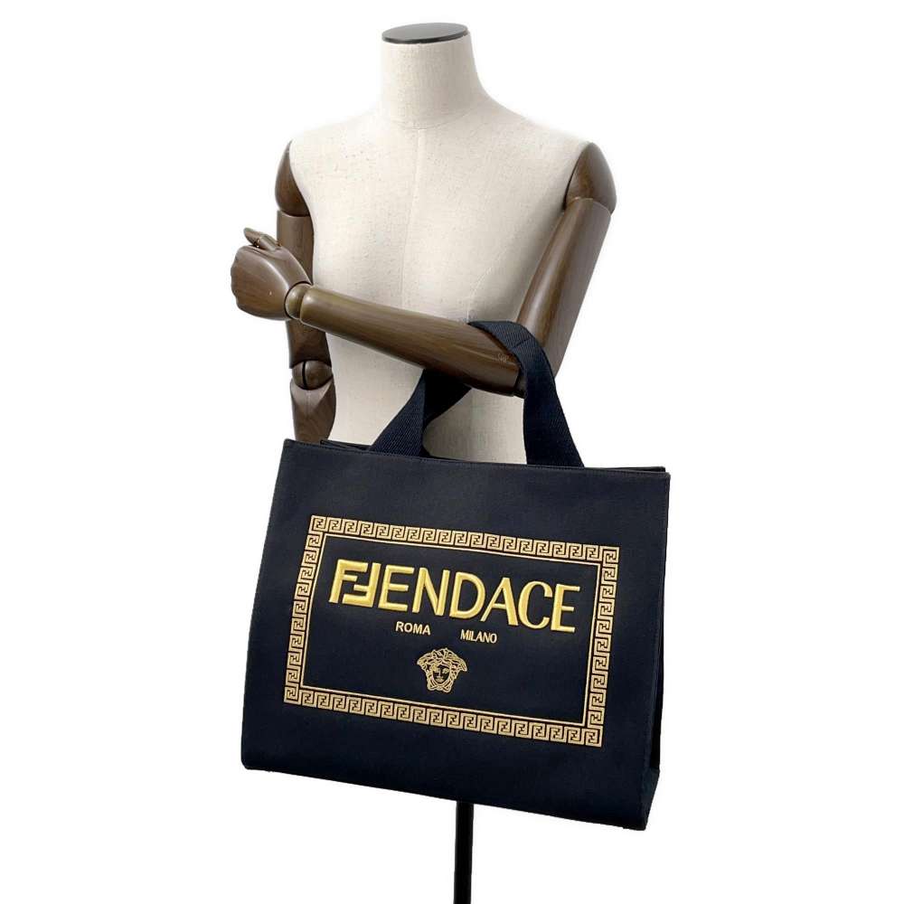 FENDI Fendace Tote Bag Black8BH395 Canvas