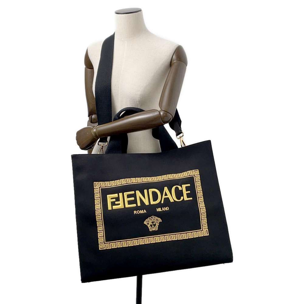 FENDI Fendace Tote Bag Black7VA558 Canvas
