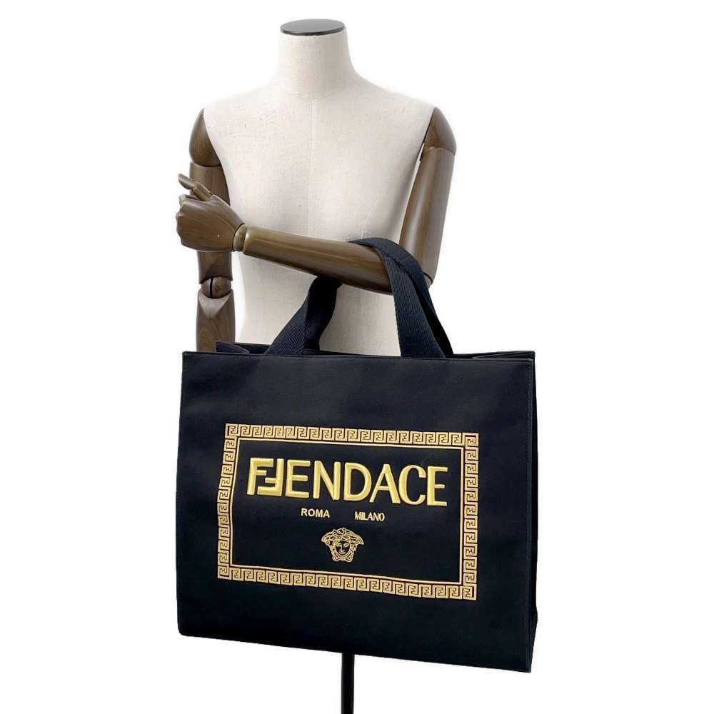 FENDI Fendace Tote Bag Black7VA558 Canvas