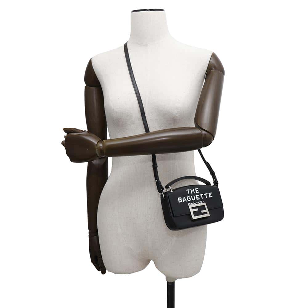 FENDI Marc Jacobs Collaboration Baguette Shoulder Bag Black7AS142 Leather