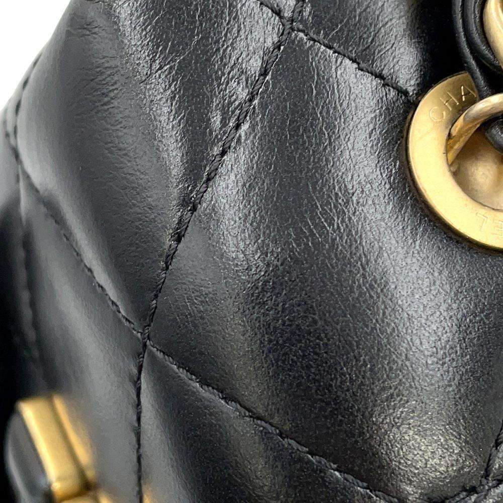 CHANEL Matelasse CC Logo Box ChainShoulder BlackAS2635 Lambskin