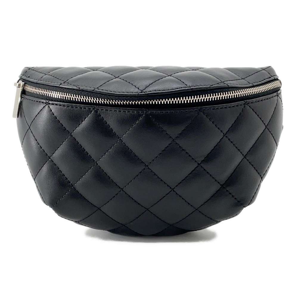 CHANEL Matelasse Uniform Crossbody Bag Black Lambskin