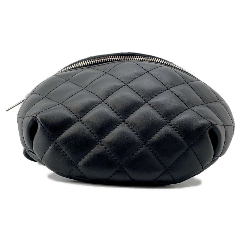 CHANEL Matelasse Uniform Crossbody Bag Black Lambskin