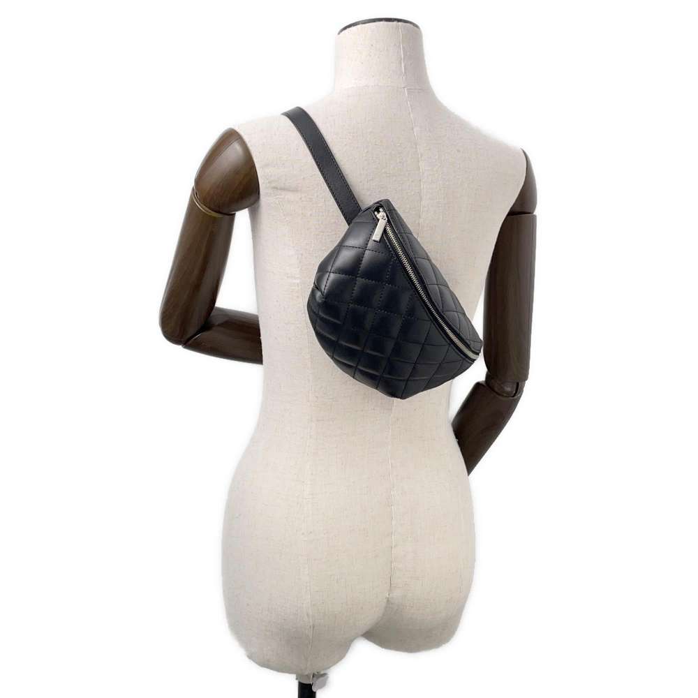 CHANEL Matelasse Uniform Crossbody Bag Black Lambskin