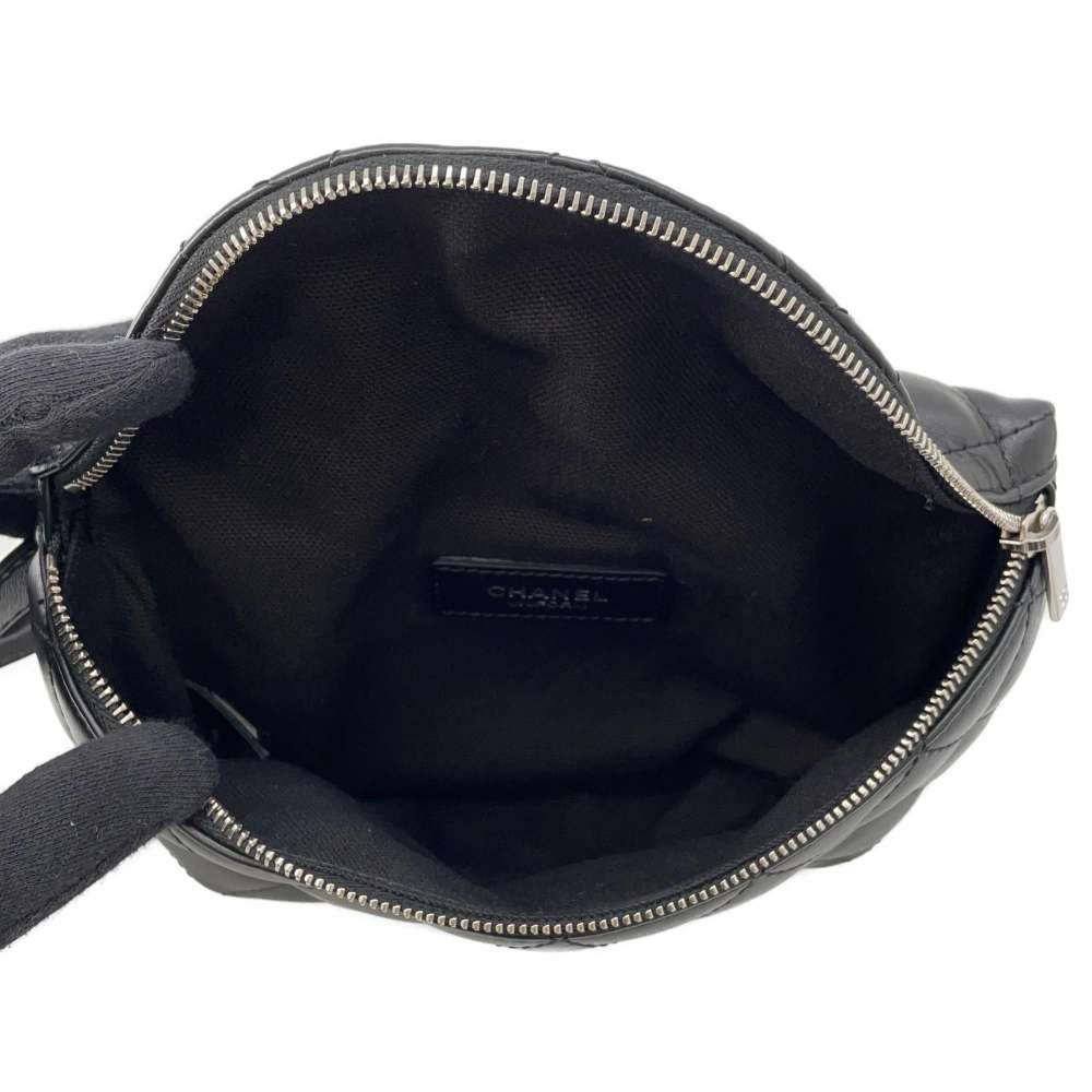 CHANEL Matelasse Uniform Crossbody Bag Black Lambskin