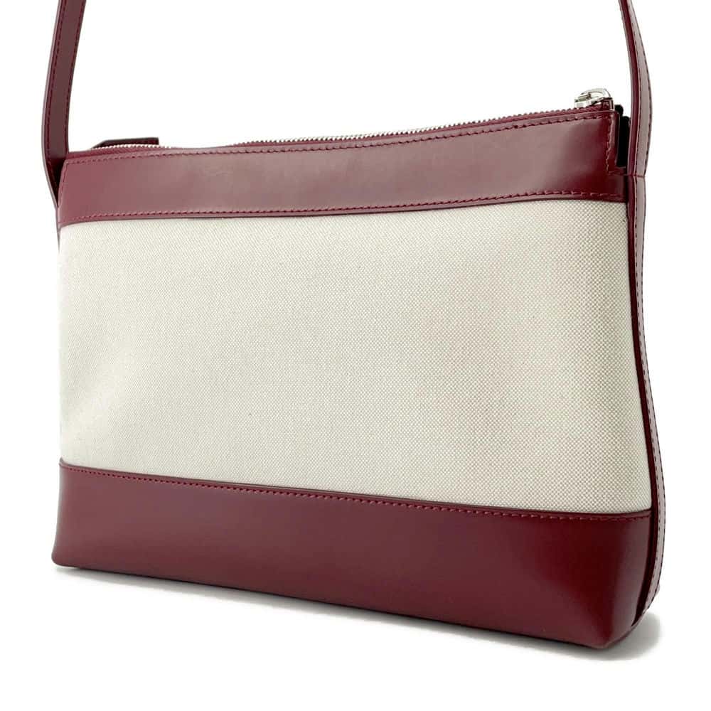 BALENCIAGA logo Canvas Cross Body Bag Beige/Bordeaux639497 Canvas Leather