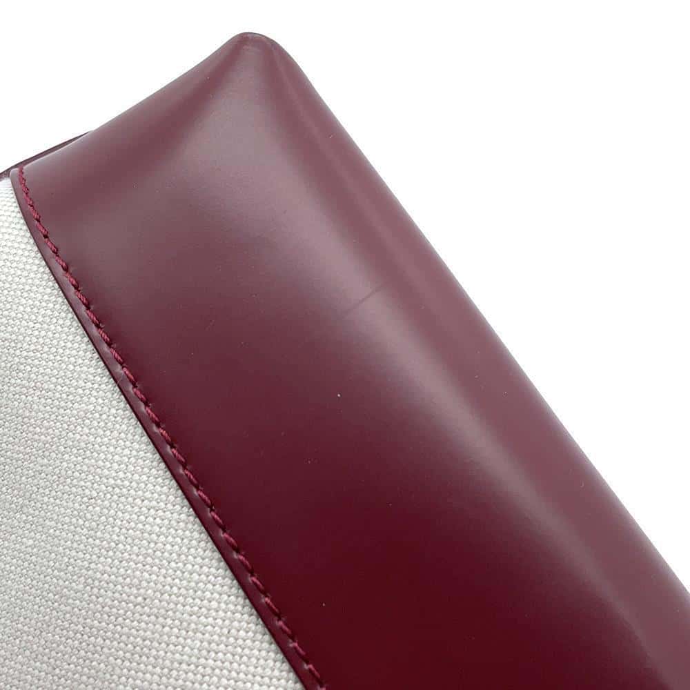 BALENCIAGA logo Canvas Cross Body Bag Beige/Bordeaux639497 Canvas Leather
