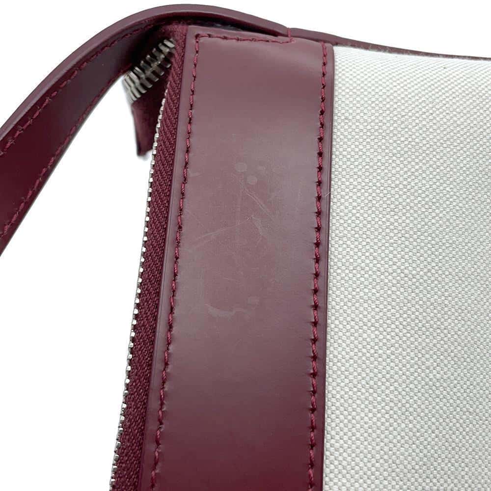 BALENCIAGA logo Canvas Cross Body Bag Beige/Bordeaux639497 Canvas Leather