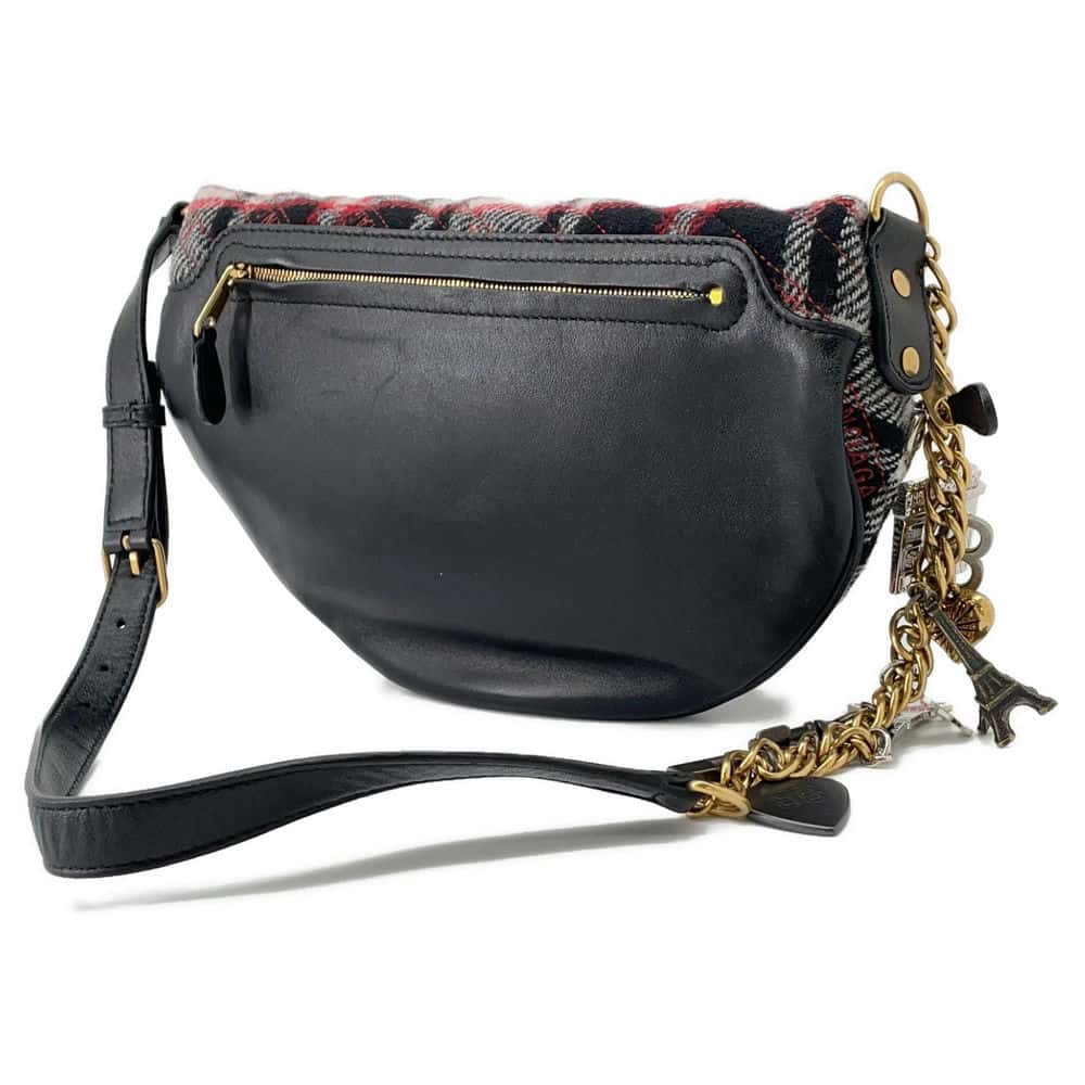 BALENCIAGA Logo Crossbody Bag Black/Red518163 Wool Leather