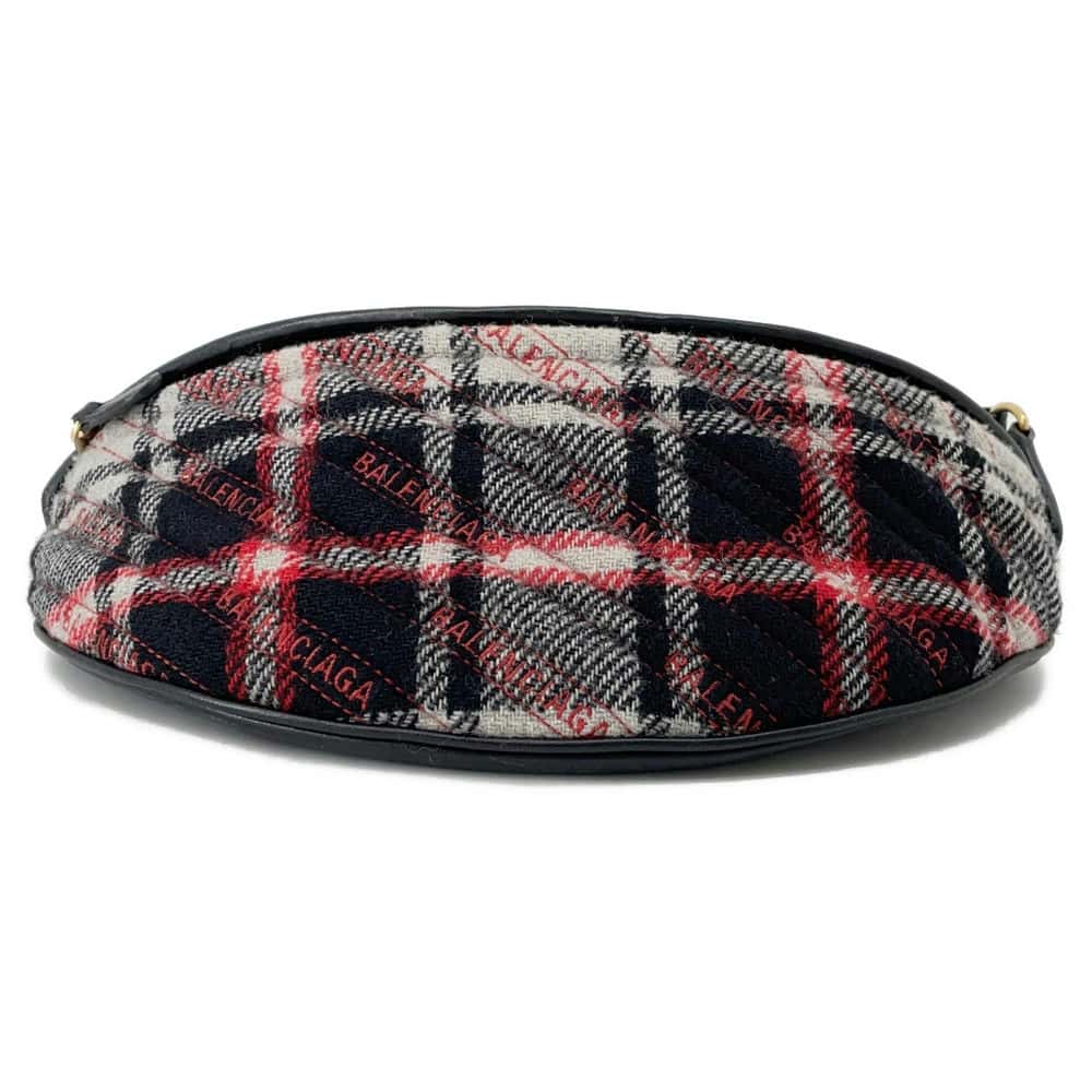 BALENCIAGA Logo Crossbody Bag Black/Red518163 Wool Leather