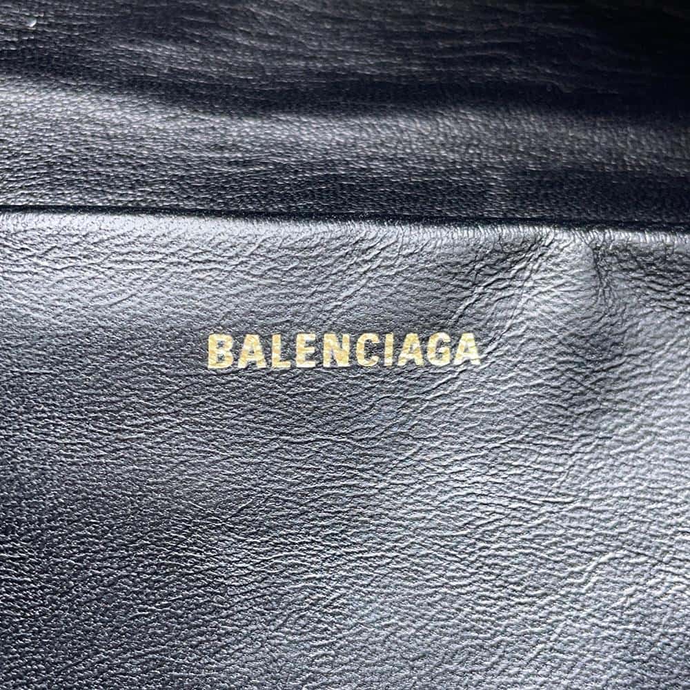 BALENCIAGA Logo Crossbody Bag Black/Red518163 Wool Leather