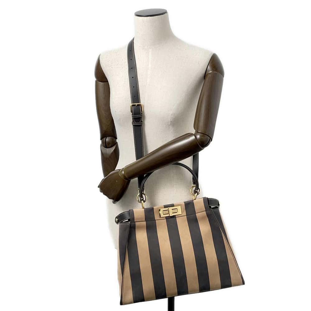 FENDI Pecan Peekaboo Black/Brown8BN290 Nubuck Leather Size Medium