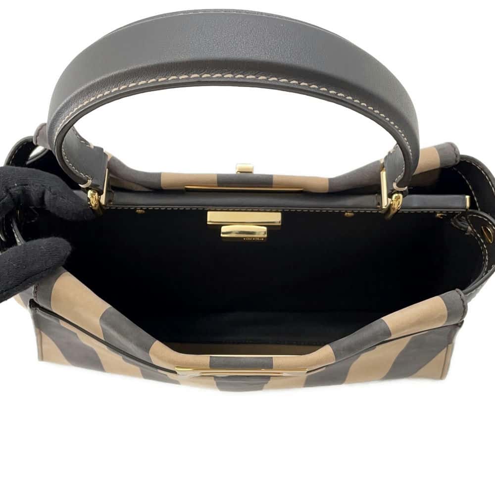 FENDI Pecan Peekaboo Black/Brown8BN290 Nubuck Leather Size Medium