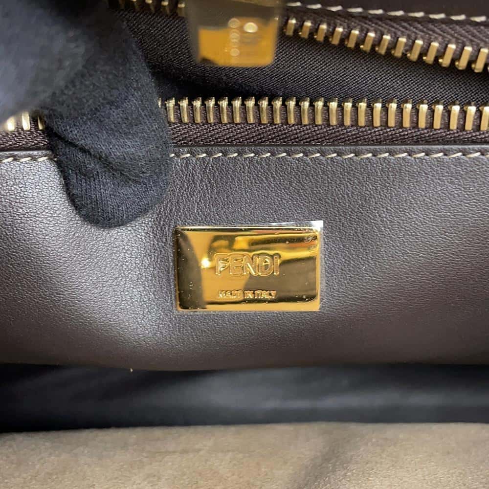 FENDI Pecan Peekaboo Black/Brown8BN290 Nubuck Leather Size Medium