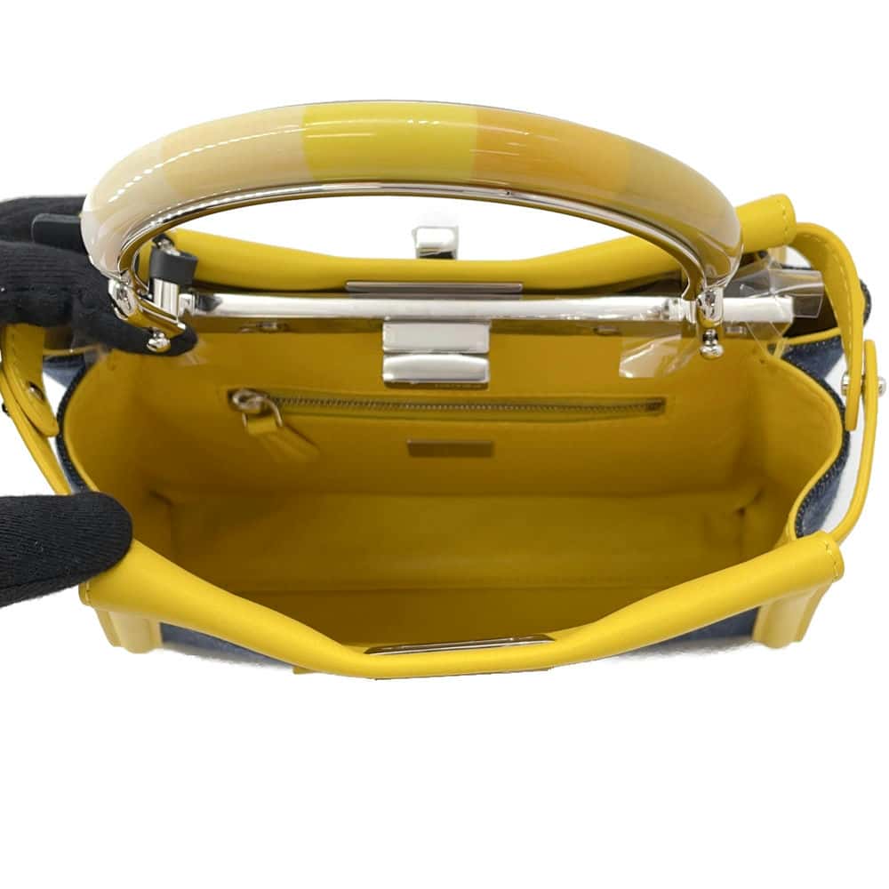 FENDI Peekaboo Iconic Yellow8BN316 Leather Denim Size Mini