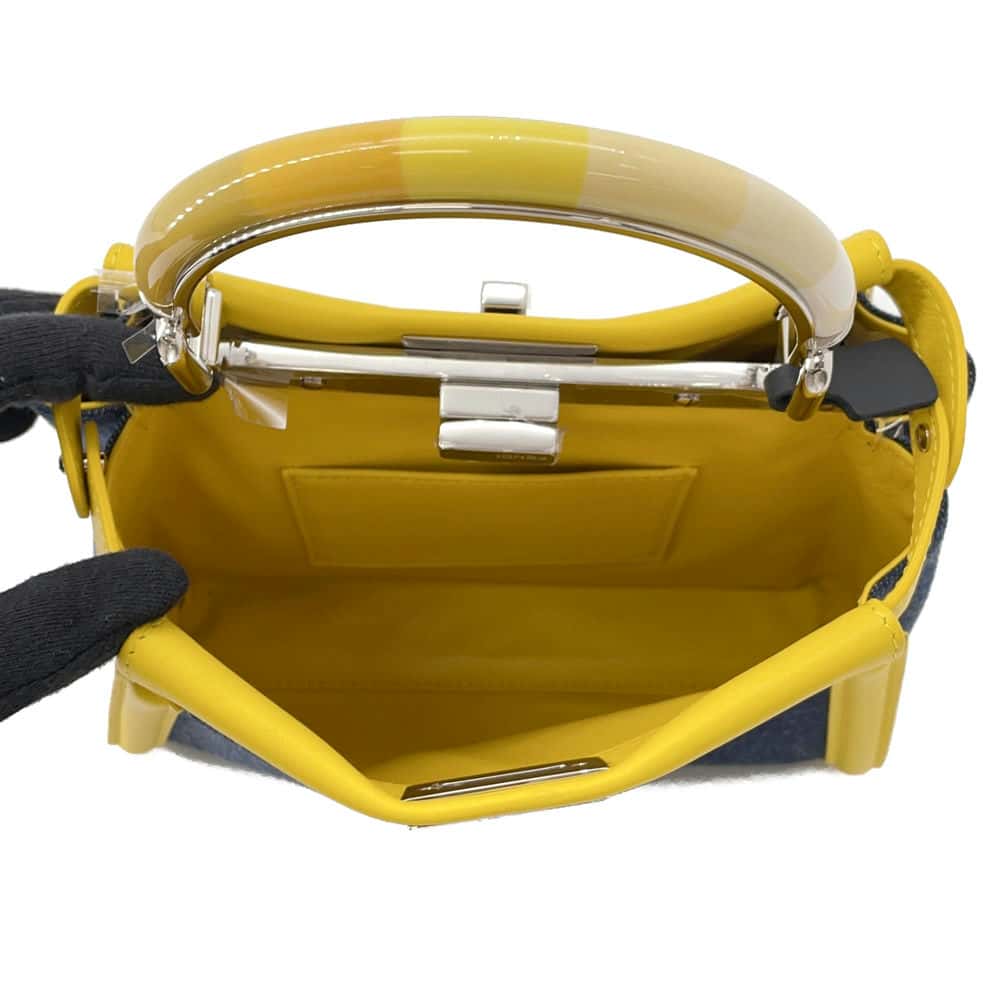 FENDI Peekaboo Iconic Yellow8BN316 Leather Denim Size Mini