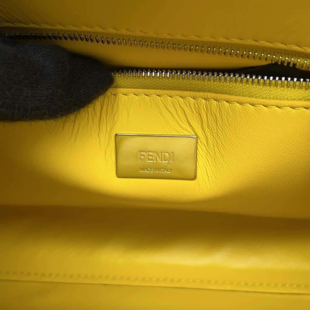 FENDI Peekaboo Iconic Yellow8BN316 Leather Denim Size Mini