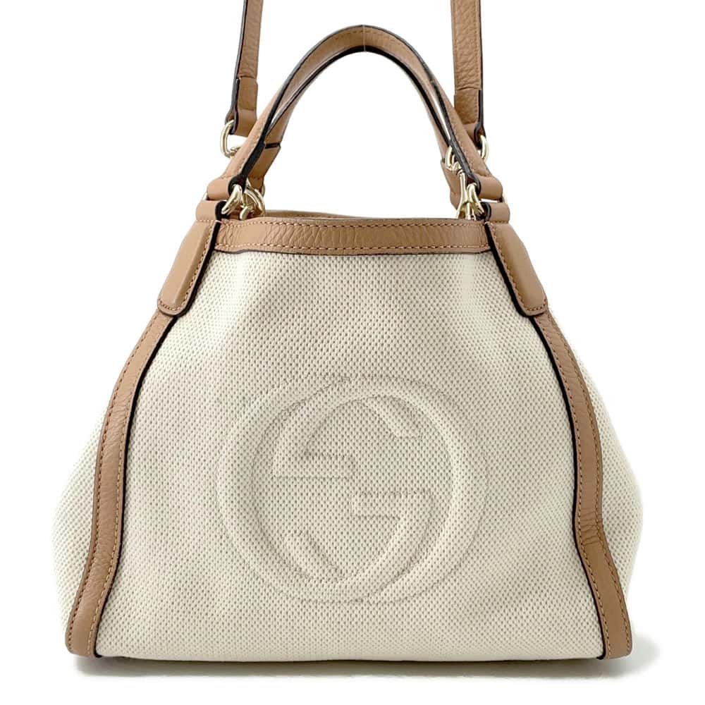 GUCCI Soho 2wayBag Natural/Jasmin Flower336751 Canvas Leather