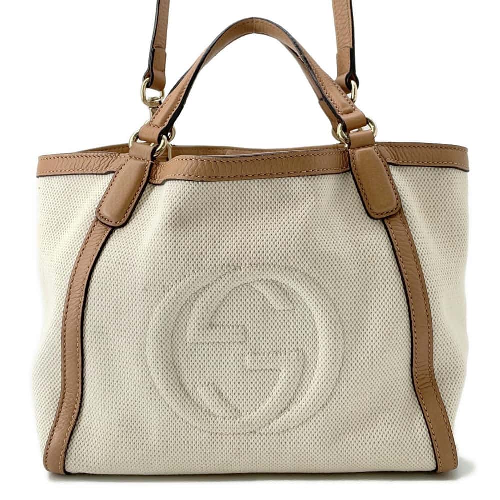 GUCCI Soho 2wayBag Natural/Jasmin Flower336751 Canvas Leather
