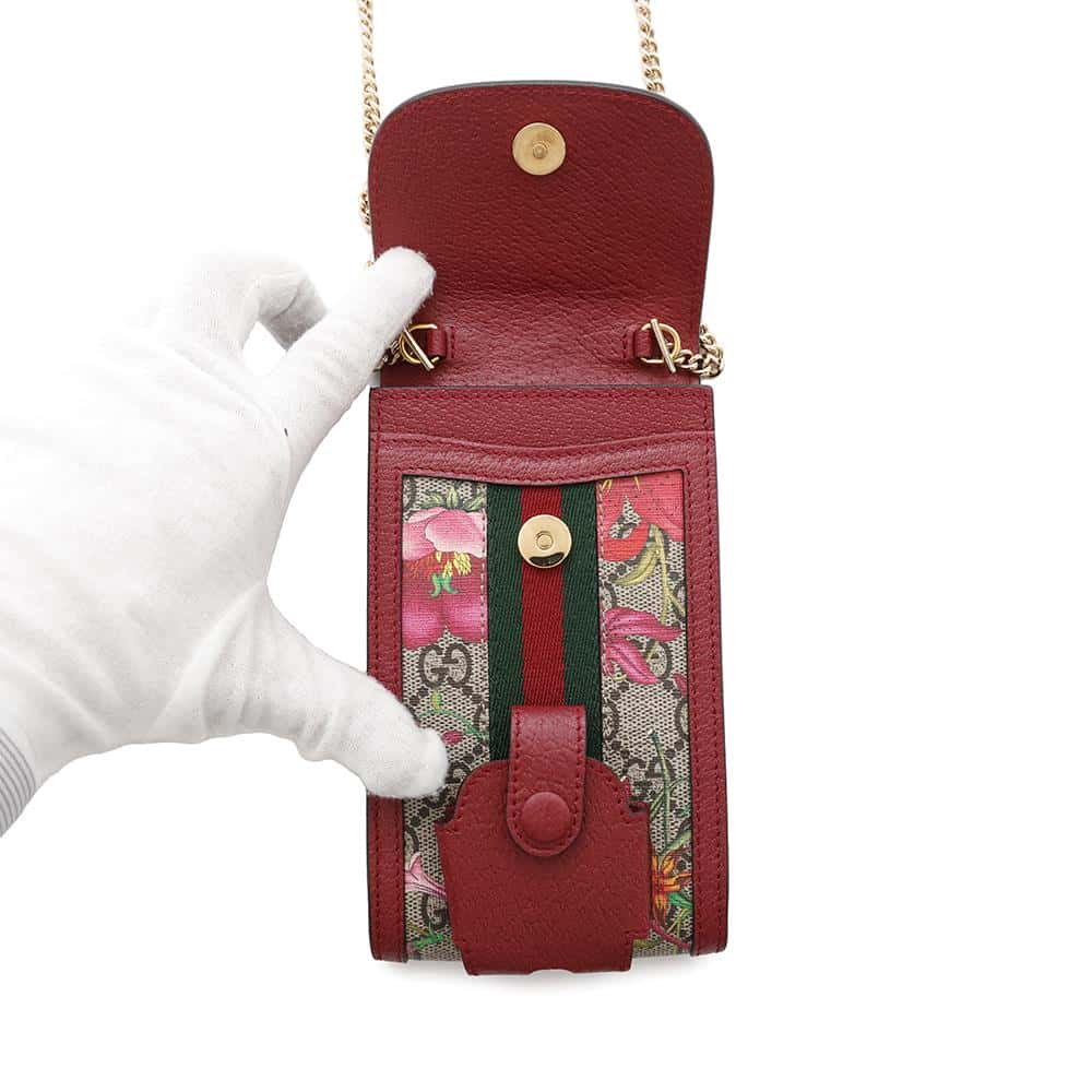 GUCCI GGFlora Crossbody Phone Case Red598665 PVC Leather