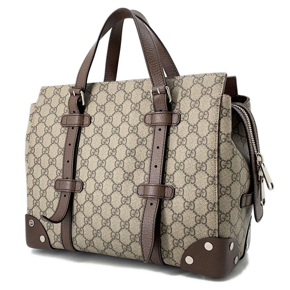 GUCCI GG Supreme Detailed Tote Bag Beige/Brown643814 PVC Leather