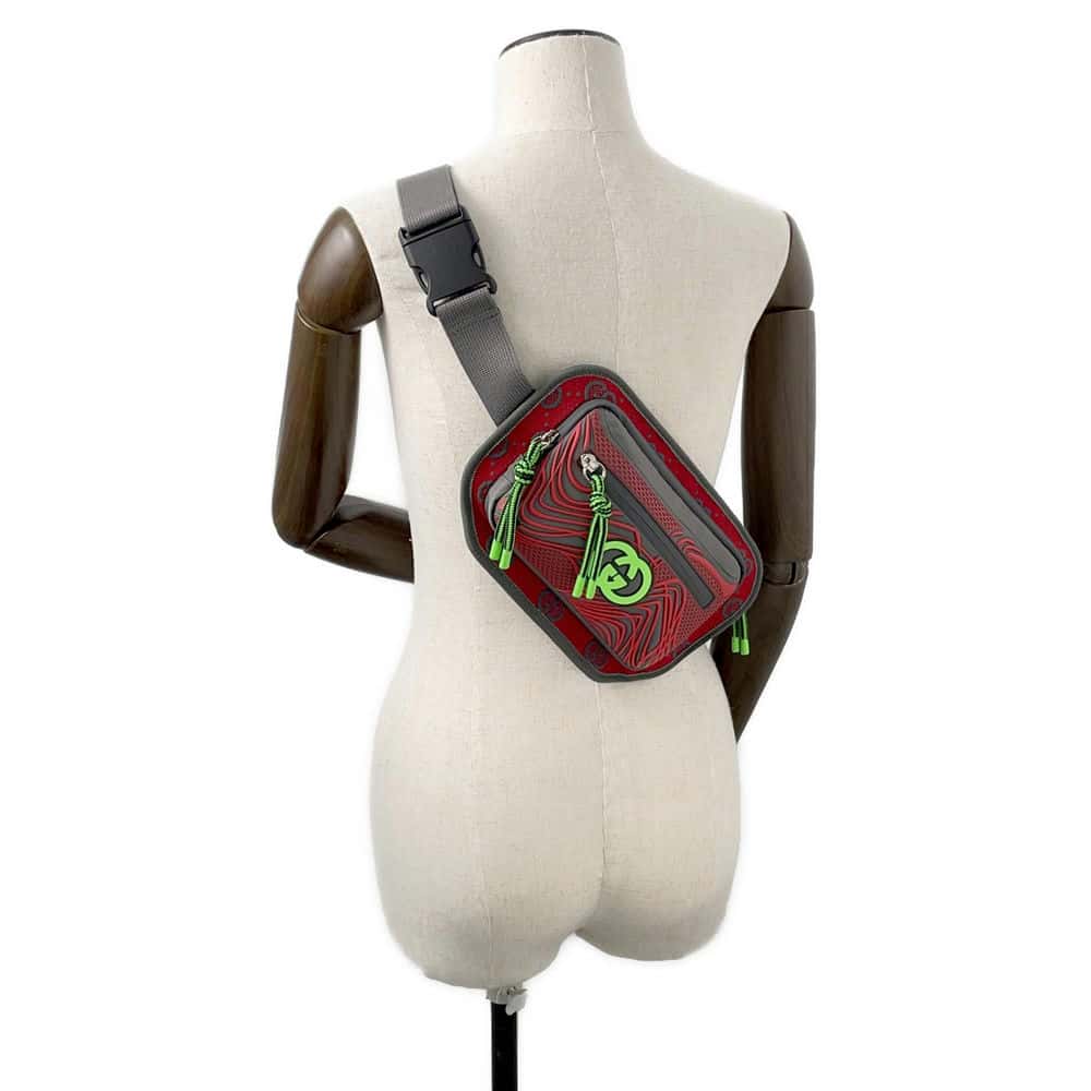GUCCI GGNylon Belt Bag Gray/Red/Green752102 Nylon Rubber