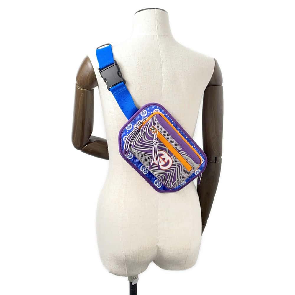 GUCCI GGNylon Belt Bag Purple/Blue/Orange752102 Nylon Rubber