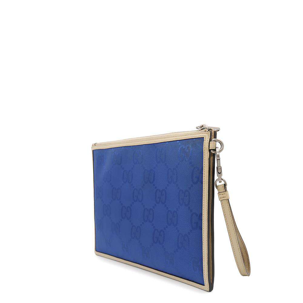 GUCCI Off the Grid Clutch Bag Blue/Ivory625598 Nylon Leather