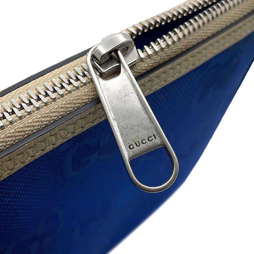 GUCCI Off the Grid Clutch Bag Blue/Ivory625598 Nylon Leather