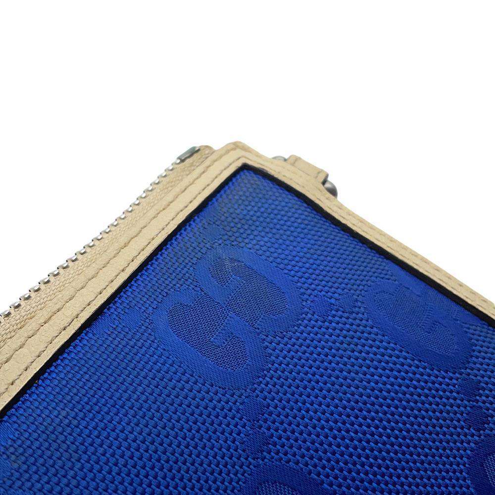 GUCCI Off the Grid Clutch Bag Blue/Ivory625598 Nylon Leather