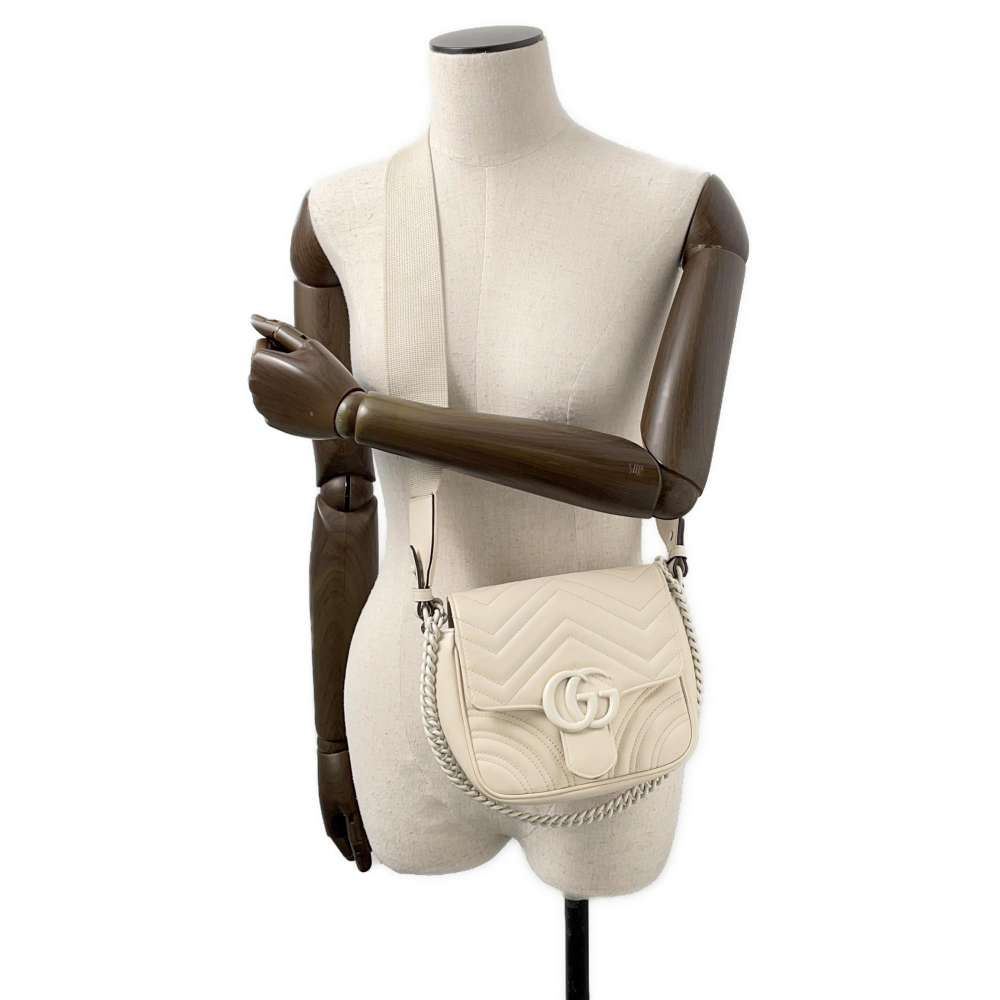 GUCCI GG Marmont 2WAYShoulder White739681 Leather