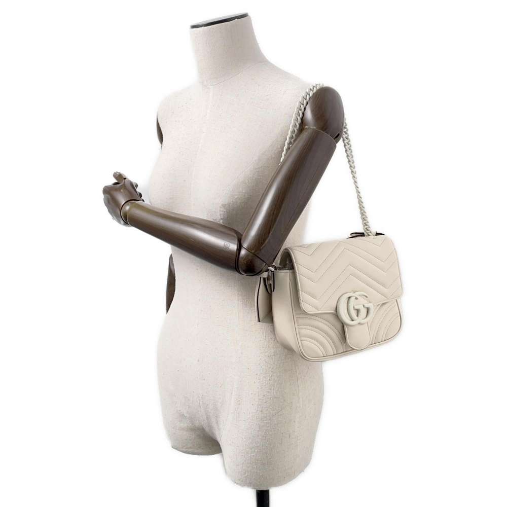 GUCCI GG Marmont 2WAYShoulder White739681 Leather