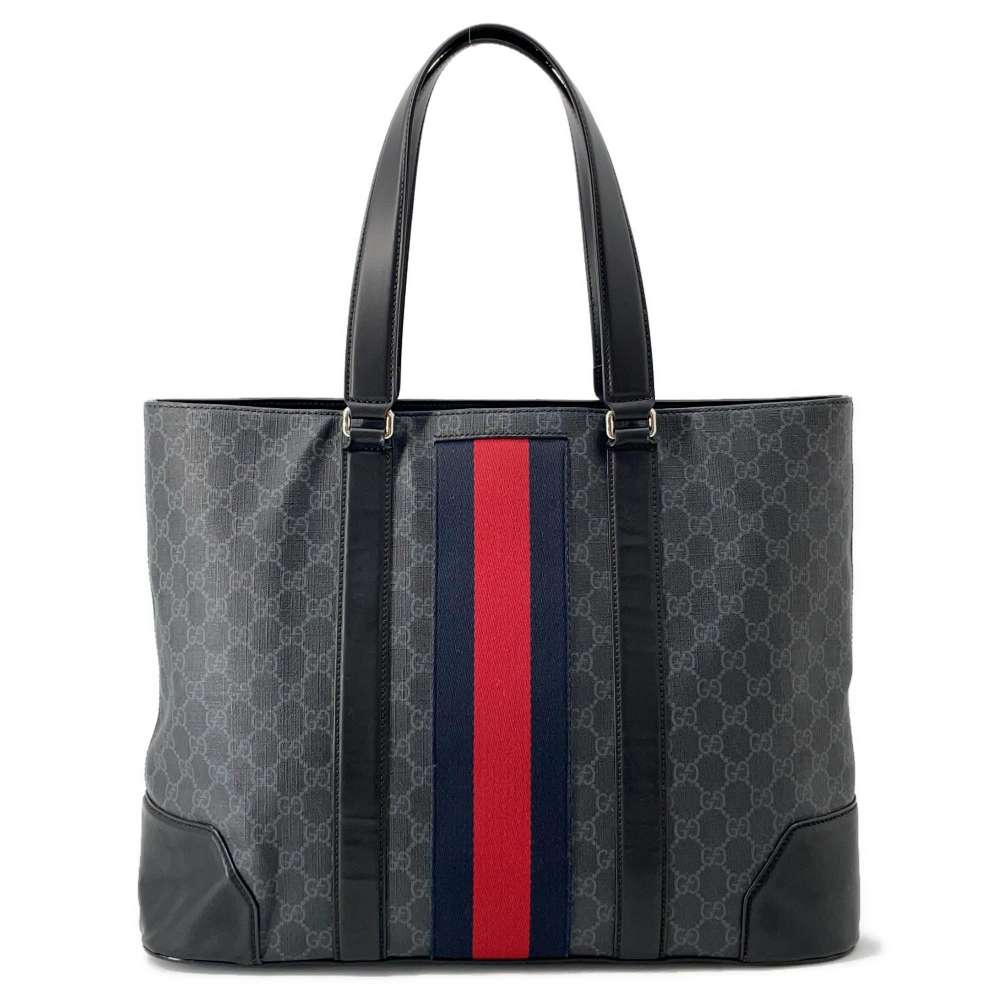 GUCCI GG Supreme Cherie Line Tote Bag Black495560 PVC Leather
