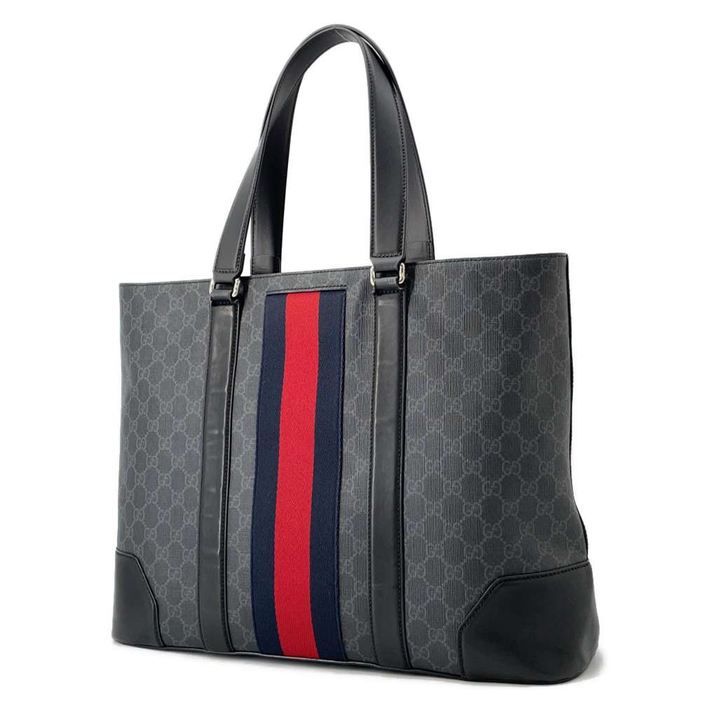 GUCCI GG Supreme Cherie Line Tote Bag Black495560 PVC Leather