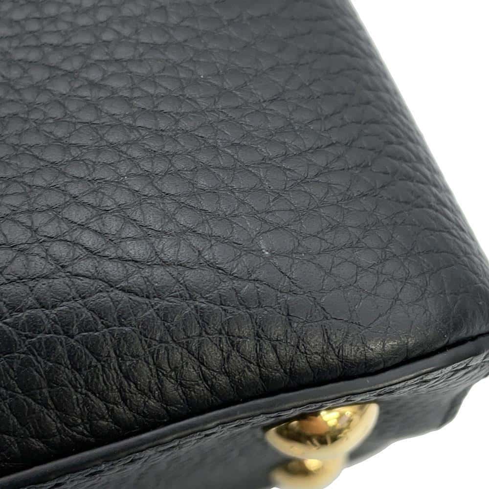 LOUIS VUITTON Capucines BlackM59073 Taurillon Leather Shearling Size MM