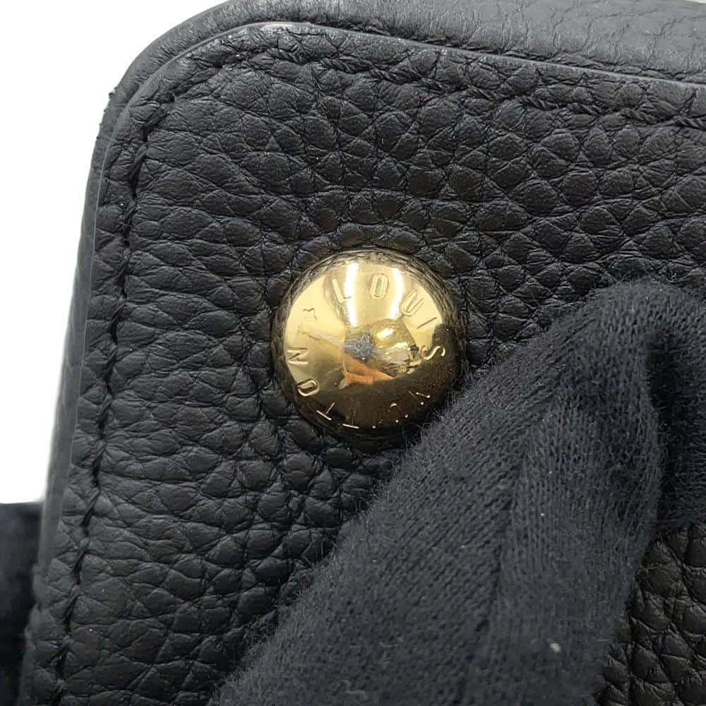 LOUIS VUITTON Capucines BlackM59073 Taurillon Leather Shearling Size MM