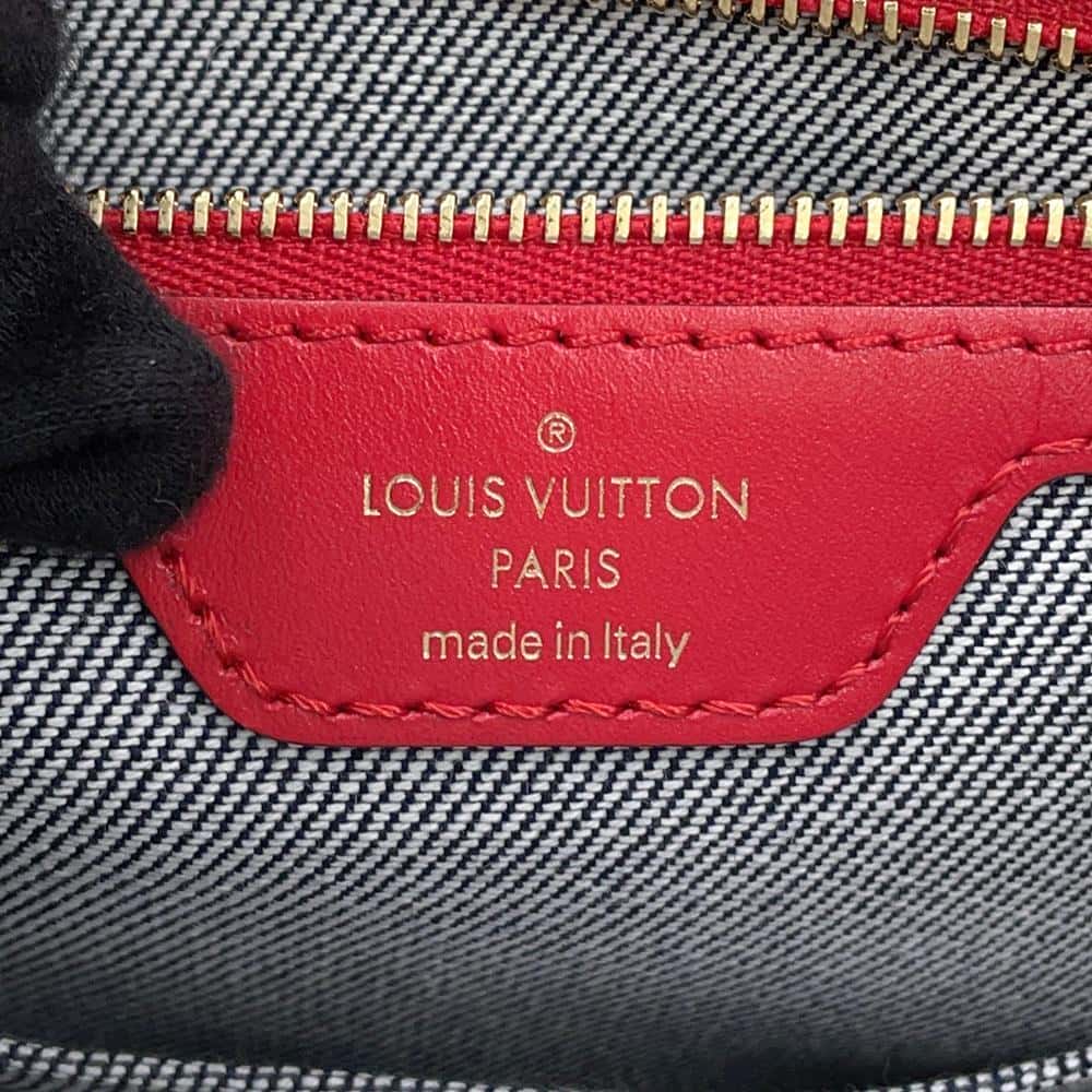 LOUIS VUITTON Onthego Blue/RedM44992 Monogram Denim Leather Size GM