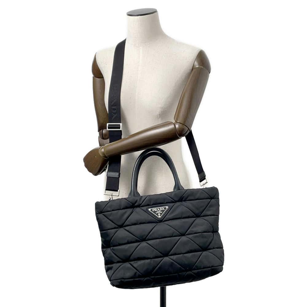 PRADA Small Padded Re-Nylon Tote Bag Black1BG436 Nylon
