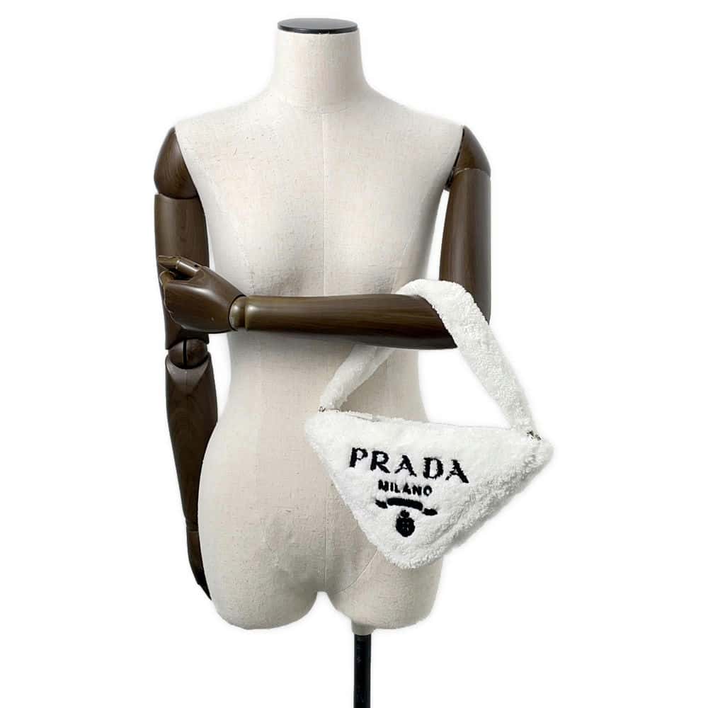 PRADA Terry Cloth Handbag White1NE043 Bore