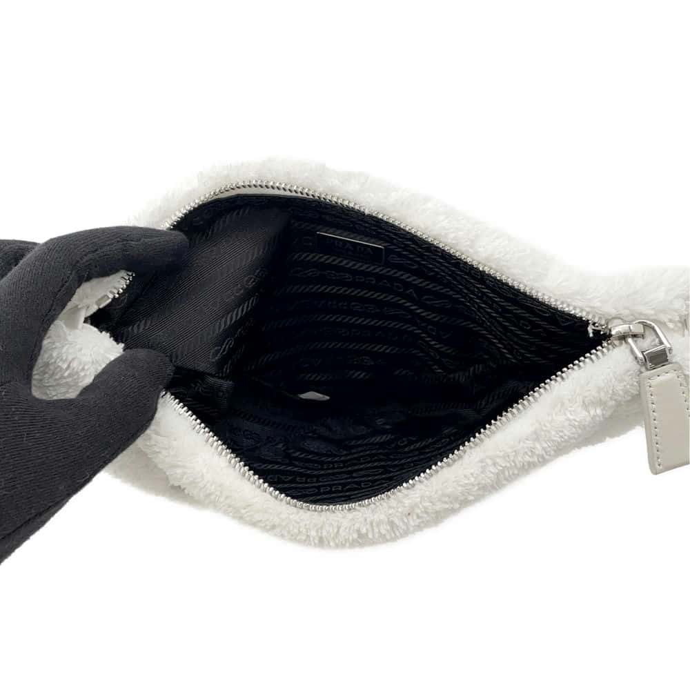 PRADA Terry Cloth Handbag White1NE043 Bore