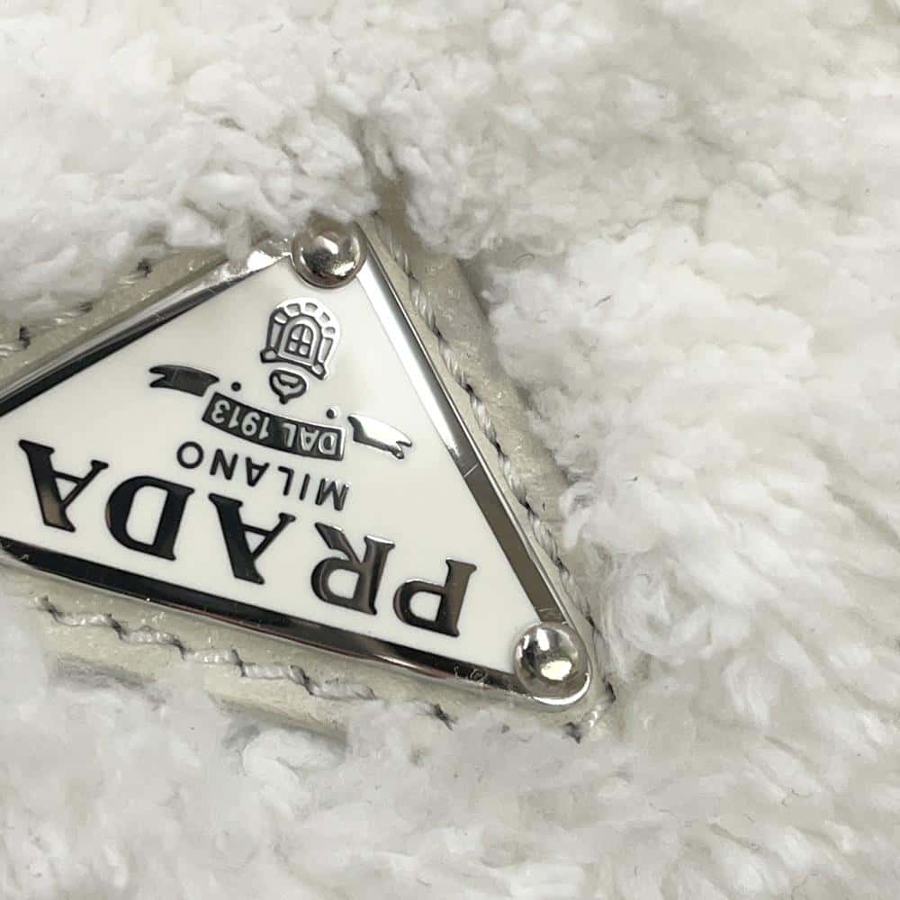PRADA Terry Cloth Handbag White1NE043 Bore