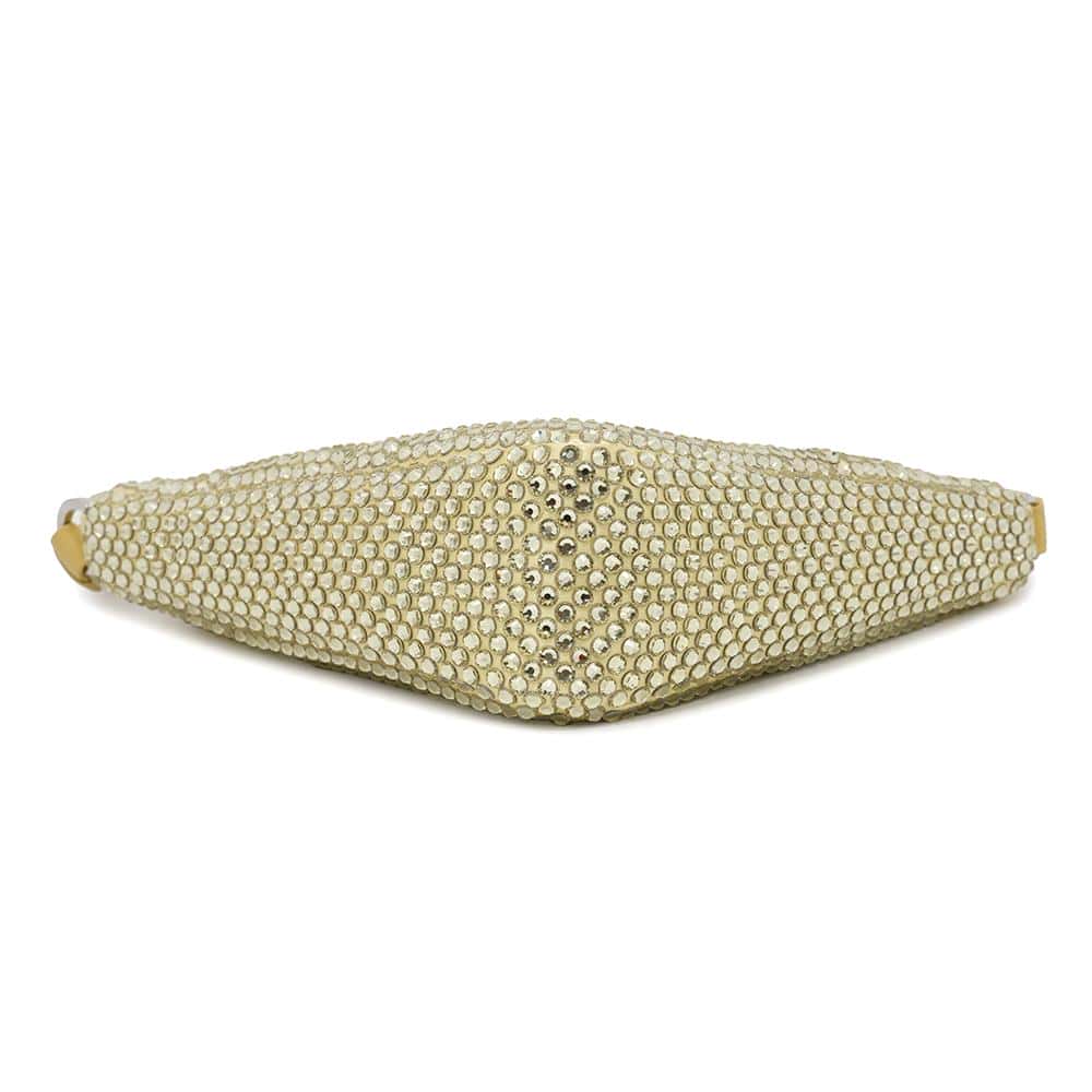 PRADA CrystalStudded Triangle Handbag Yellow1NQ044 Satin Leather Rhinestone