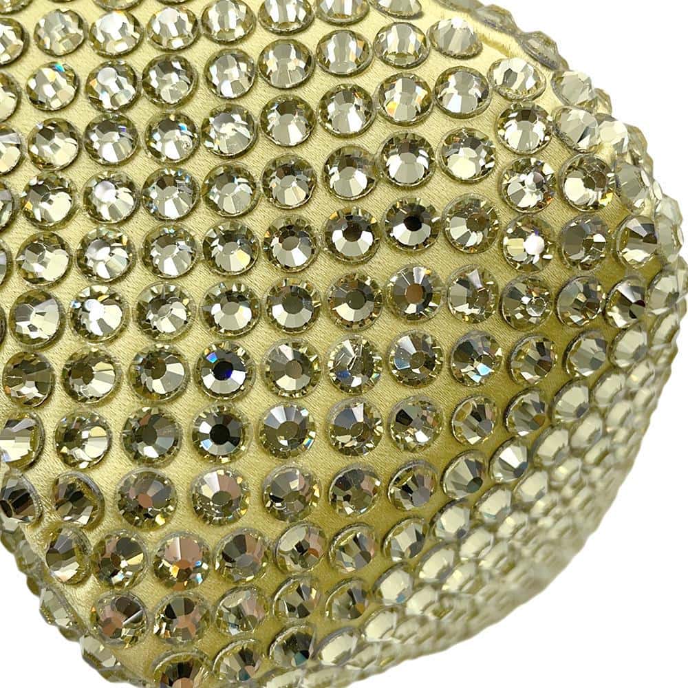 PRADA CrystalStudded Triangle Handbag Yellow1NQ044 Satin Leather Rhinestone