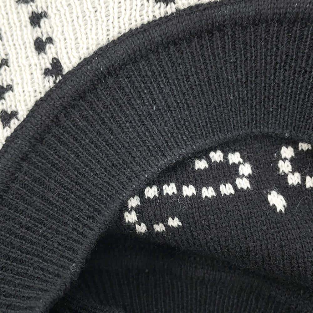 HERMES Brid Dougala Dot Sweater Size 34 Black/White Cashmere63% Cotton35% Nylon2%