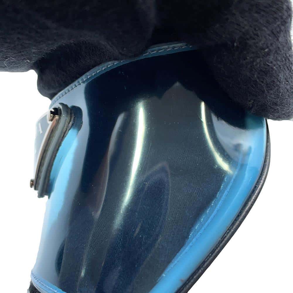 PRADA open toe clear mules Blue1XX644 Leather PVC Coated Canvas Size 36 1/2