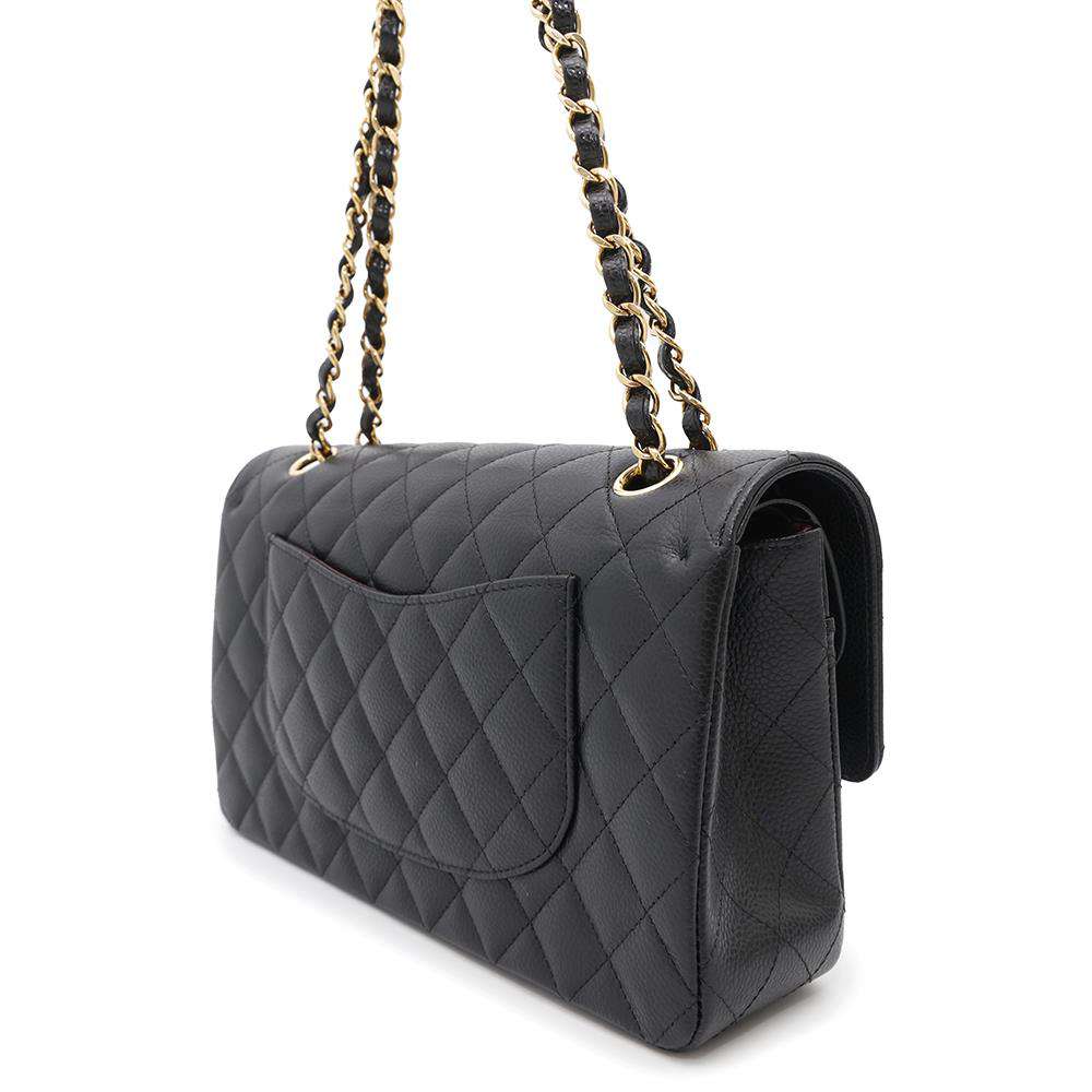 CHANEL Matelasse W flap ChainShoulder Bag BlackA01112 Caviar Leather Size 25