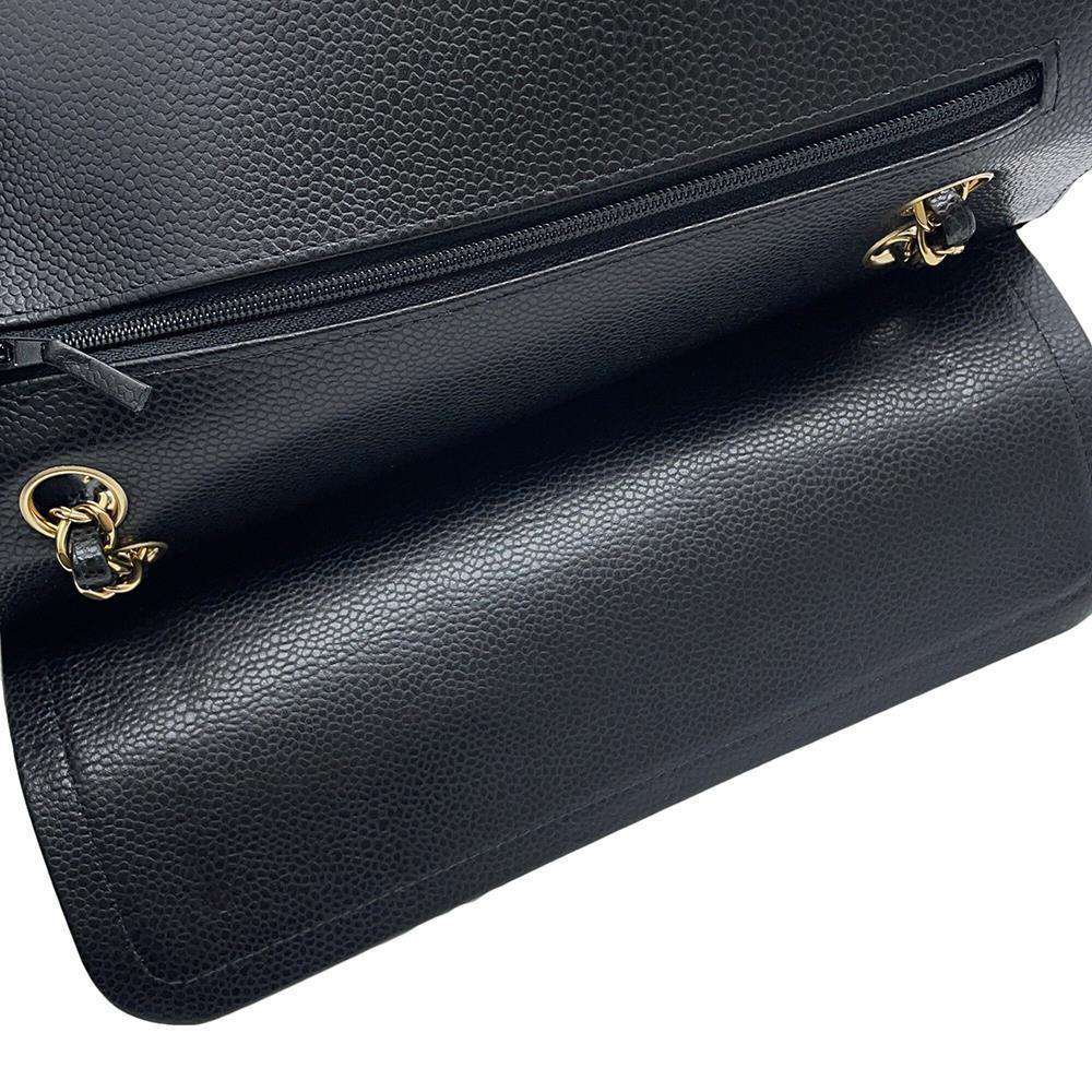CHANEL Matelasse W flap ChainShoulder Bag BlackA01112 Caviar Leather Size 25