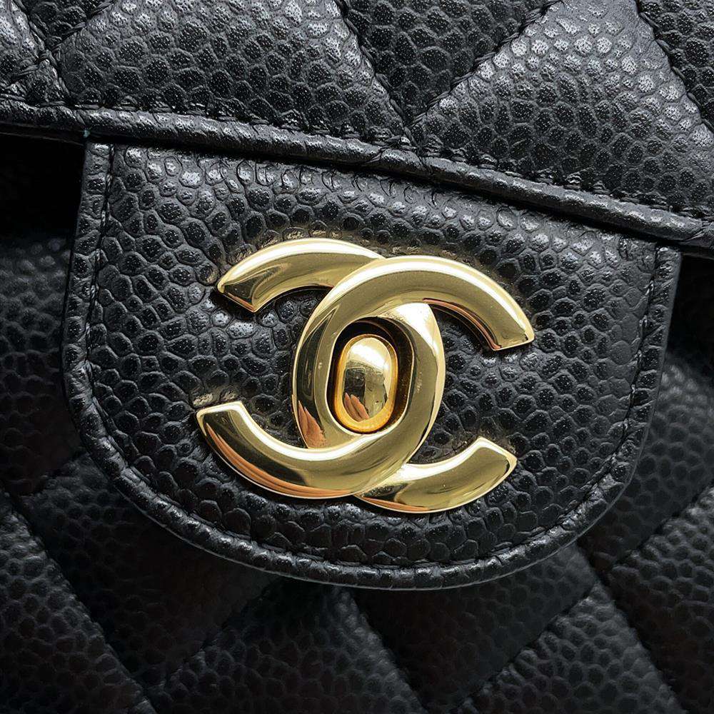 CHANEL Matelasse W flap ChainShoulder Bag BlackA01112 Caviar Leather Size 25