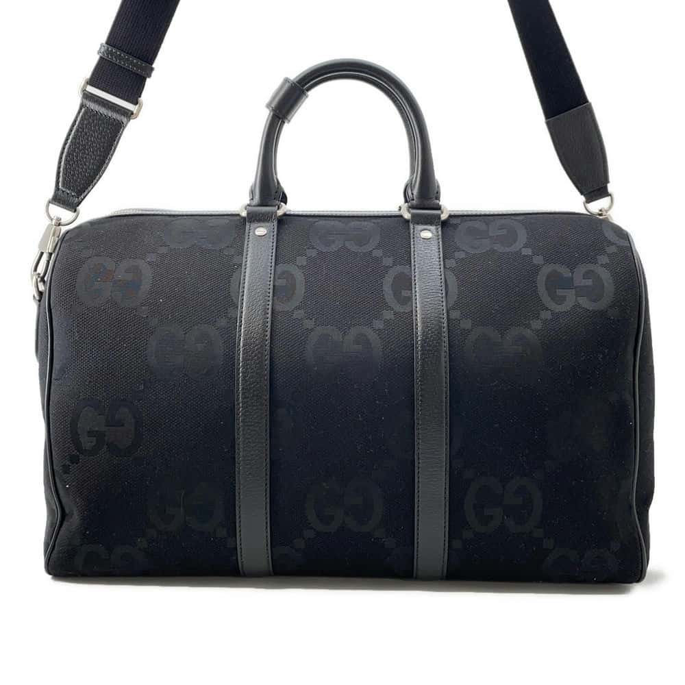 GUCCI Jumbo GG Small Duffle Bag Black739581 GG Canvas Leather