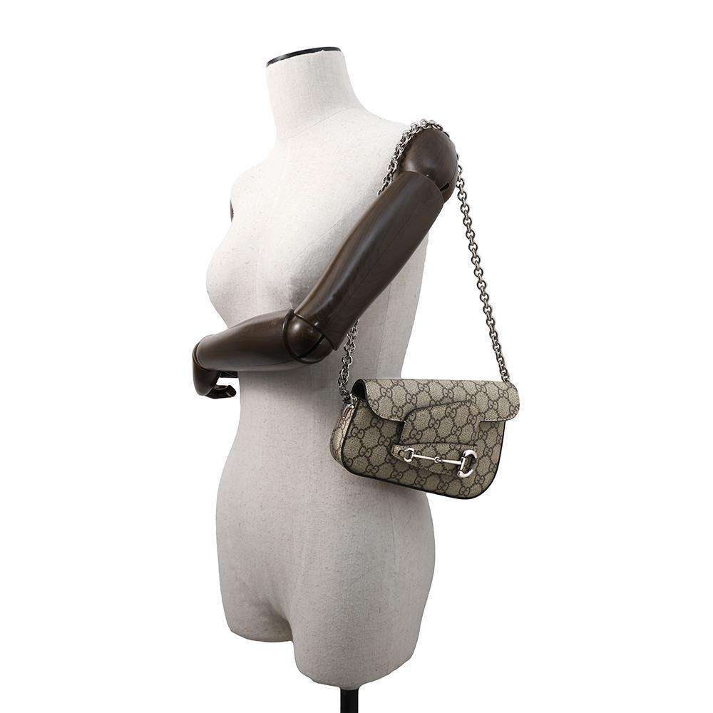 GUCCI Horsebit 1955 Shoulder Bag Beige774209 GG SupremeCanvas Leather Size Mini